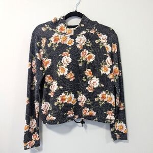 Sybilla Women's Cropped Dark Floral Sweater Hoodie M